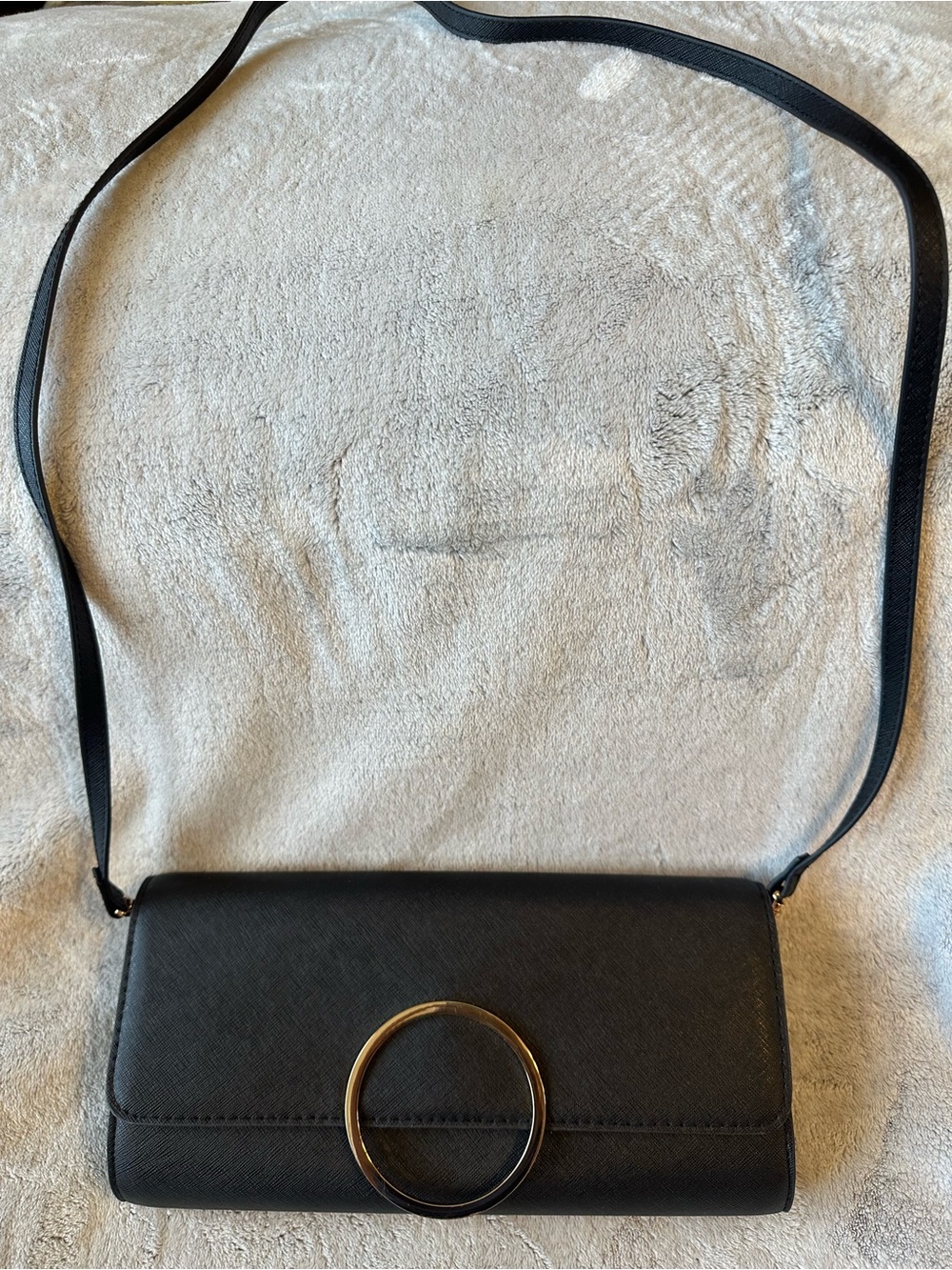 H&M Black Crossbody Bag with Gold Ring Accent